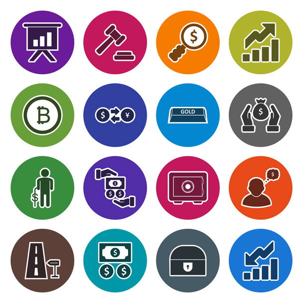 Set of 16 banking Icons on White Background Vector Isolated Elements... - Vector, Image