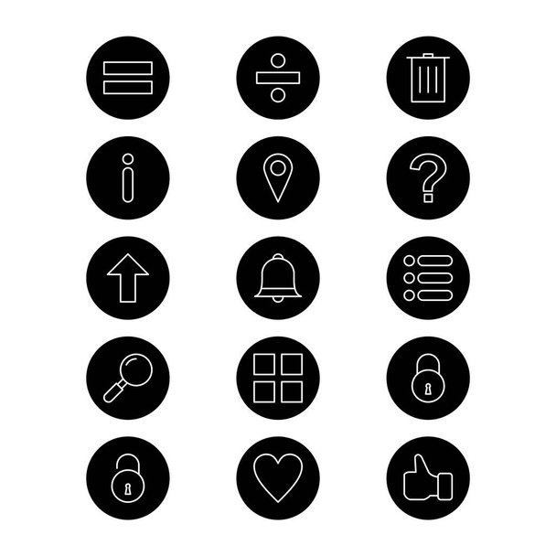 15 basic elements Icons For Personal And Commercial Use... - Vektör, Görsel