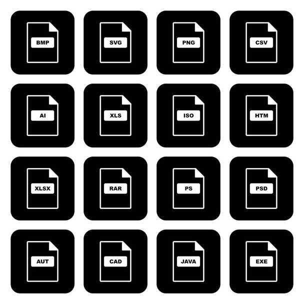 16 file formats Icons For Personal And Commercial Use... - Vektör, Görsel