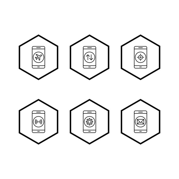 6 Set von mobilen Apps Symbole isoliert auf weißem Hintergrund... - Vektor, Bild