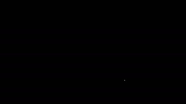 Biała linia ikona Binder wyizolowana na czarnym tle. Spinacz do papieru. 4K Animacja graficzna ruchu wideo - Materiał filmowy, wideo