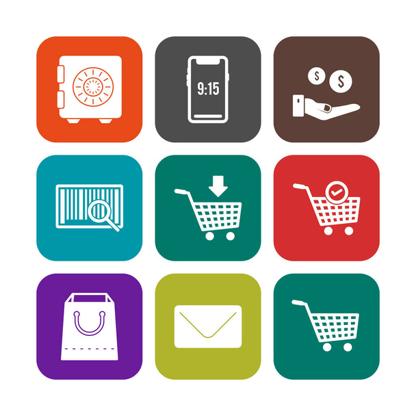 9 Sada ikon e-commerce pro osobní a komerční použití... - Vektor, obrázek