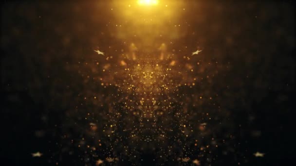 Blask cząstek tła, złoty blask tła z gwiazdami  - Materiał filmowy, wideo