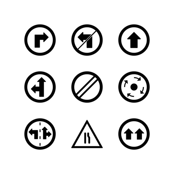 9 Verkehrszeichen Icons Sheet Isolated auf weißem Hintergrund... - Vektor, Bild
