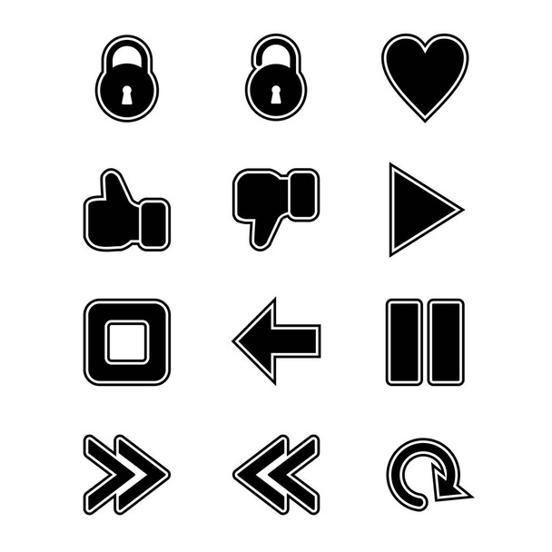 12 basic elements Icons Sheet Isolated On White Background... - Vector, imagen