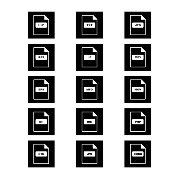 15 bestandsformaten Pictogrammen voor persoonlijk en commercieel gebruik... - Vector, afbeelding