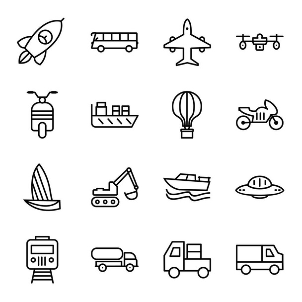Icon Set Of Transport For Personal And Commercial Use... - Vetor, Imagem