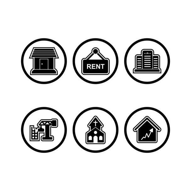6 Set Of real estate icons isolated on white background... - Vector, Image