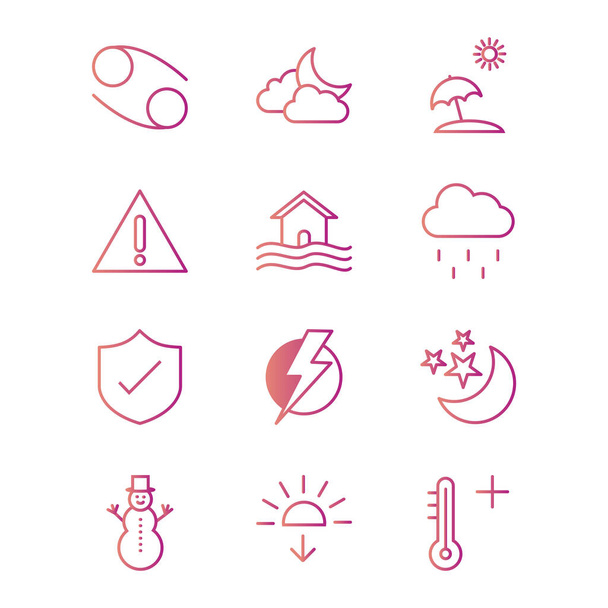 Set de 12 iconos meteorológicos para uso personal y comercial
... - Vector, imagen