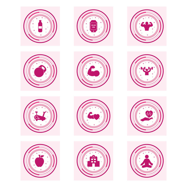 12 Set Of health icons isolated on white background... - Vector, Image