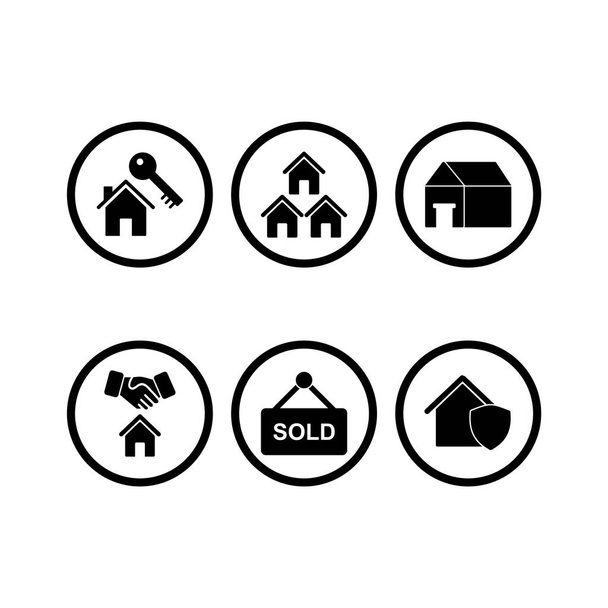 6 Immobilien-Ikonen für den persönlichen und gewerblichen Gebrauch... - Vektor, Bild