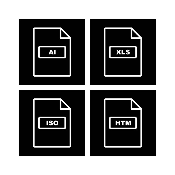 4 Symbolsets von Dateiformaten für den persönlichen und kommerziellen Gebrauch... - Vektor, Bild