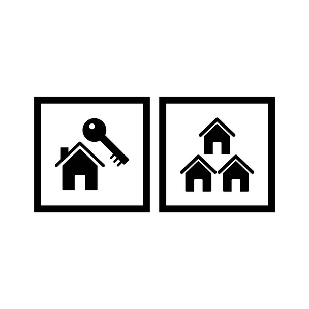 Set von 2 Immobilien-Symbolen auf weißem Hintergrund Vektor isolierte Elemente... - Vektor, Bild