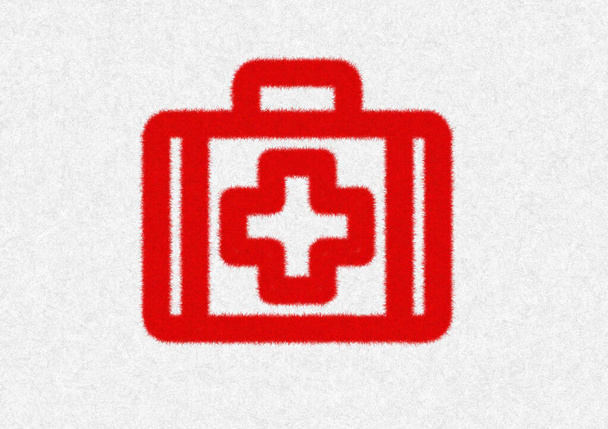 First Aid Kit sign, healthcare and hospital symbol icon isolated in white background. For risk assessment in a dangerous emergency situation, Design illustration with fur concept style 3D graphics. - Photo, Image