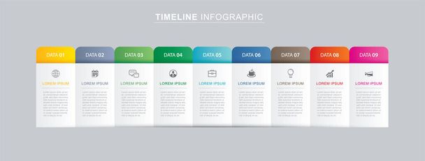 9 data infographics tab paper index template. Vector illustration abstract background. Can be used for workflow layout, business step, banner, web design. - Vector, Image