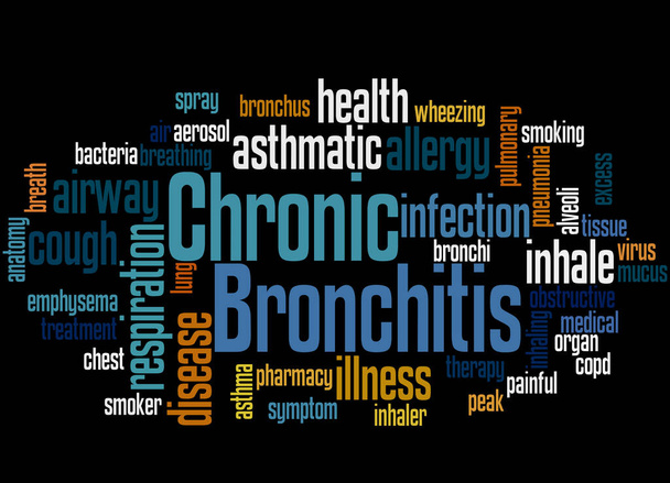 Bronquitis crónica palabra nube concepto sobre fondo negro
. - Foto, imagen
