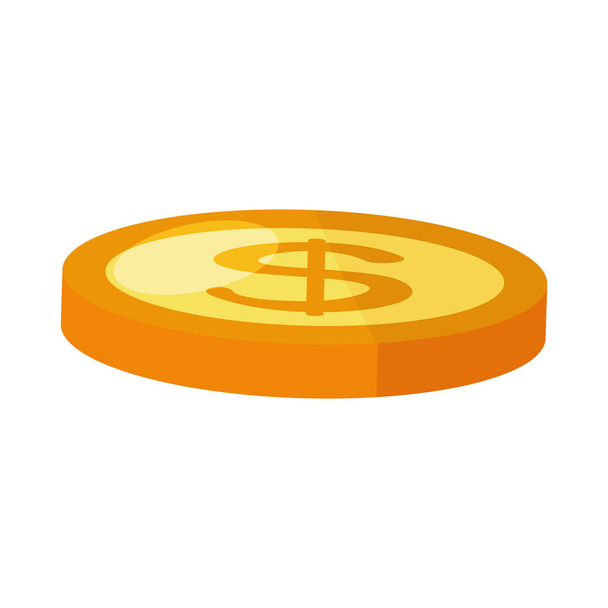 moneda dinero dólar icono aislado - Vector, Imagen