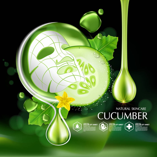 Cucumber Natural Moisture Skin Care Cosmetic. - Vector, Image