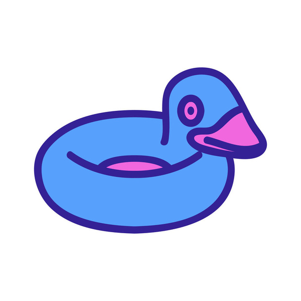 swimming ring inflatable duck icon vector. swimming ring inflatable duck sign. color symbol illustration - ベクター画像