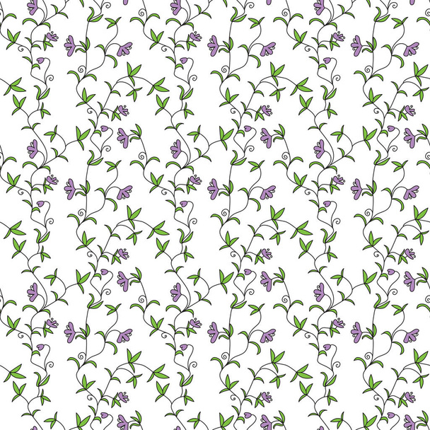Seamless pattern made of illustrated flowers on white - Vector, imagen