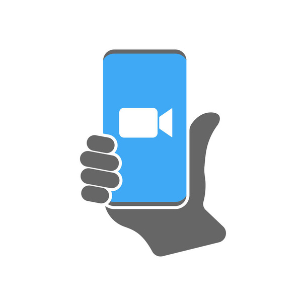 Blue camera icon - Live media streaming application for the phone, conference video calls. EPS 10 - Вектор, зображення