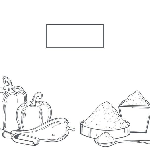 Hand drawn spice paprika. Vector  background. Sketch illustration. - Vector, Image