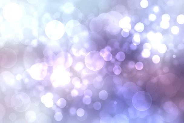 Abstract gradient blue pink violet background texture with blurred white bokeh circles and lights. Space for design. Beautiful backdrop. - 写真・画像