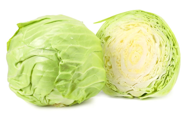 Cut of green cabbage isolated on white background - Fotografie, Obrázek