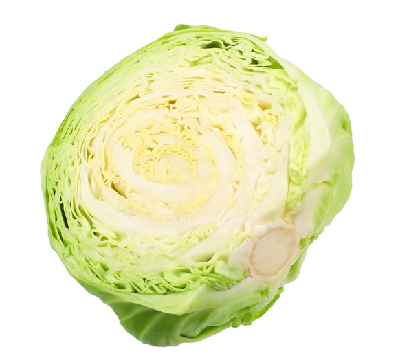 Cut of green cabbage isolated on white background - Photo, image