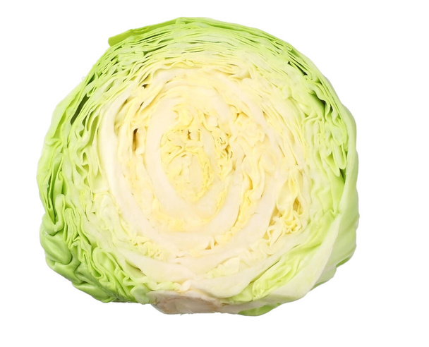Cut of green cabbage isolated on white background - Foto, Imagen