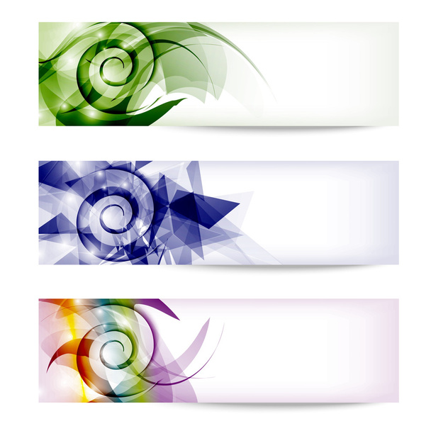 set colored abstract banners with spirals - Vector, imagen