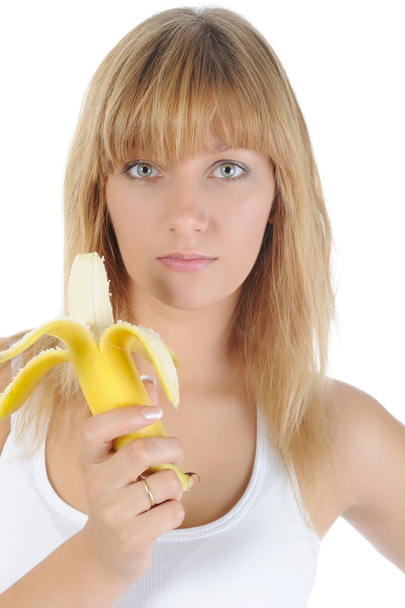 Girl with a banana. - 写真・画像