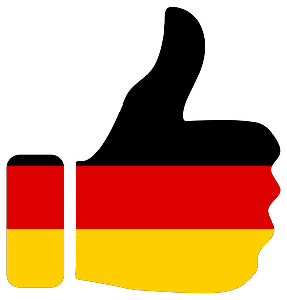 Daumen hoch Schild mit Deutschlandfahne - Foto, Bild