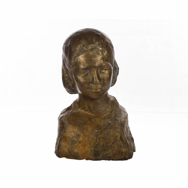 A closeup shot of a bronze figure of male isolated on a white background - Foto, imagen