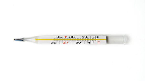 mercury thermometer on a white background - Foto, Imagen