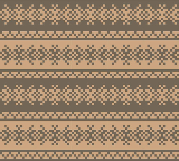 Brown karácsonyi vásár szigetmintás háttér divat textil, kötött és grafikai - Vektor, kép