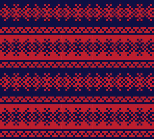 Red Navy Christmas fair isle pattern background for fashion textiles, knitwear and graphics - Vector, Image