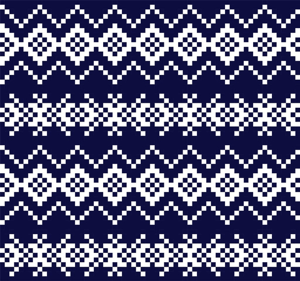 Blue Christmas fair isle pattern background for fashion textiles, knitwear and graphics - Vector, Image