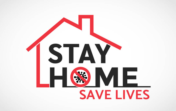 Blijf thuis logo vector, blijf thuis en veilig voor corona virus - Vector, afbeelding