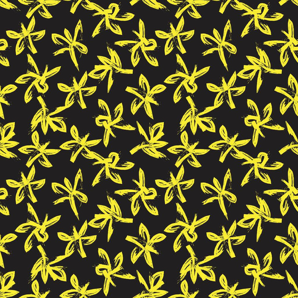 Yellow Floral brush strokes seamless pattern background for fashion prints, graphics, backgrounds and crafts - Vector, imagen