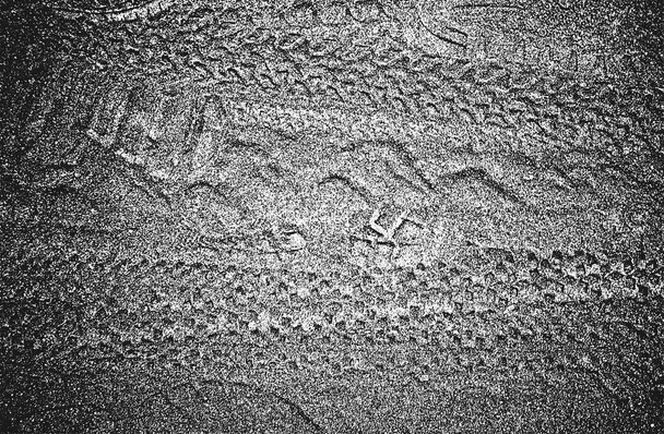 Distressed Overlay Textur der Reifenspuren. Grunge-Hintergrund. abstrakte Halbtonvektorillustration - Vektor, Bild
