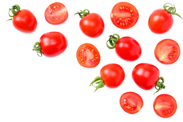 fresh tomato with slices isolated on white background. top view - Fotoğraf, Görsel