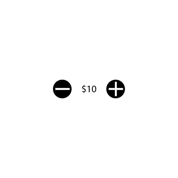 Minus and plus sign and ten dollars sign. - Vector, Image