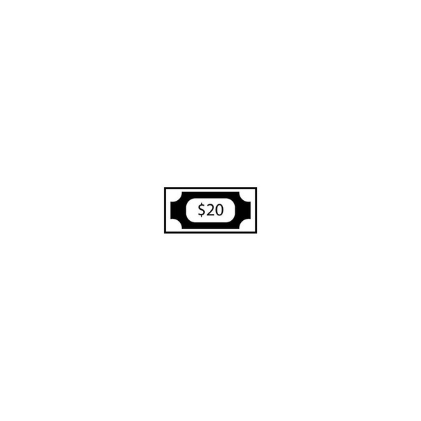 Icono de billete de veinte dólares - ilustrador
 - Vector, imagen