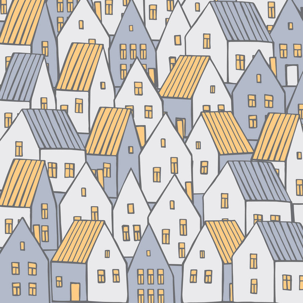 Vector background with hand drawn houses. Sketch  illustration. - Vetor, Imagem