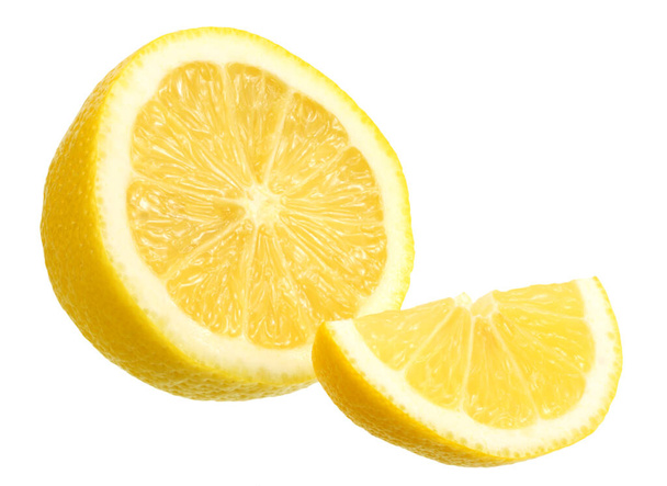 lemon with slices isolated on white background. healthy food - Photo, image
