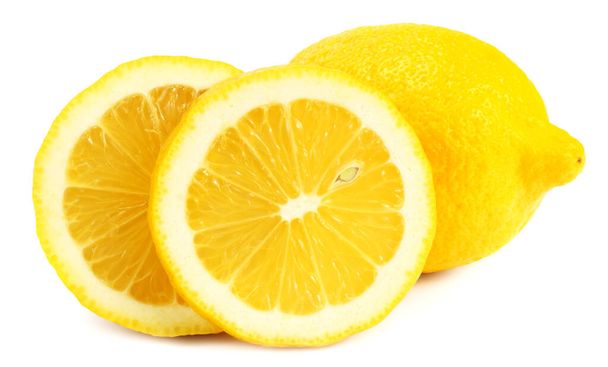 lemon with slices isolated on white background. healthy food - Fotoğraf, Görsel