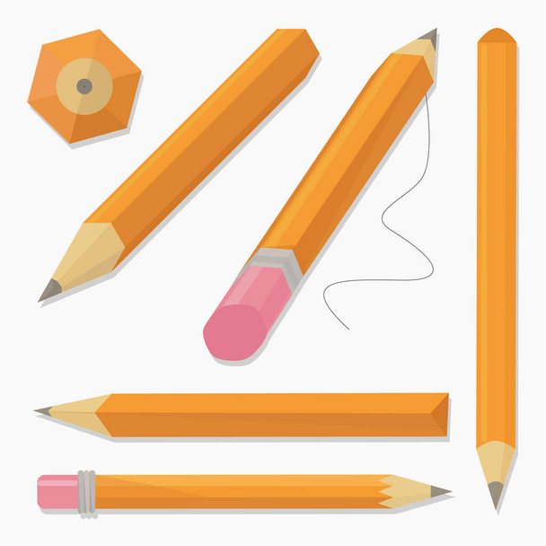 Set of stylized realistic pens and pencils - Vector, imagen
