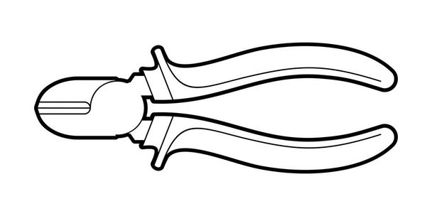 pinzas - herramientas de mano - ilustración plana sobre fondo blanco, colorear
 - Vector, imagen