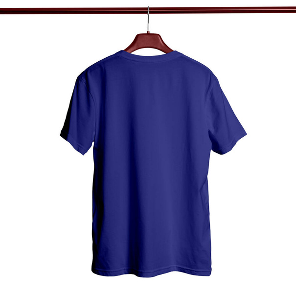 Cole seu logotipo ou design para este Back View Mangas curtas Camisa masculina Mock Up com cabide na cor azul real e tudo parece bonito
 - Foto, Imagem